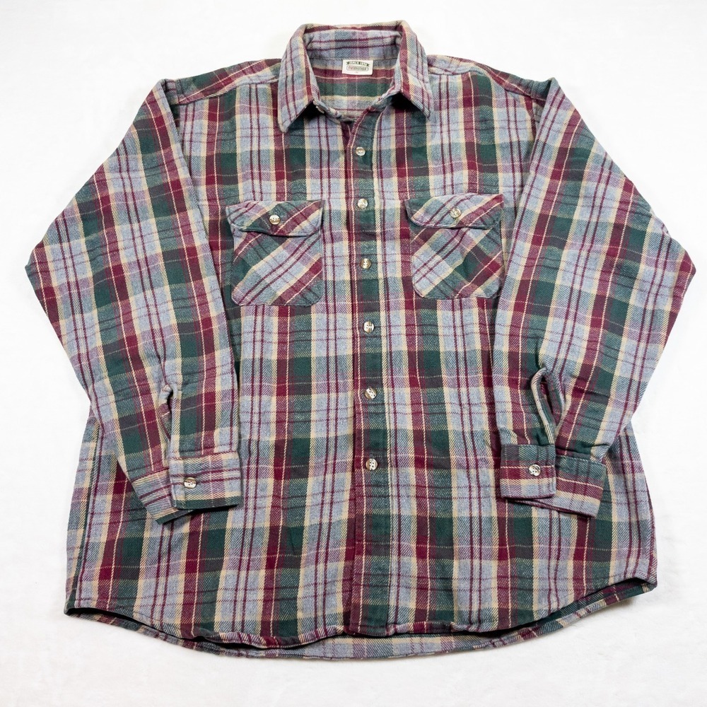 VTG Five Brother Flannel Plaid Shirt Men XL Multi Color Outdoor Gorpcore Granola